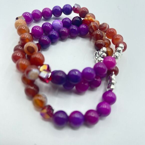 Crystal beaded stretch bracelet ONE NEW sugalite carnelian reiki meditation yoga - Picture 3 of 9